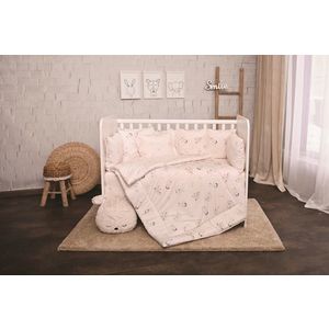 Set lenjerie pat 8 piese 70x140 cm bumbac ranforce Beige Bunnies imagine