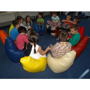 Fotoliu pentru copii 2-8 ani sunlounger junior galben umplut cu perle polistiren marca Pufrelax imagine