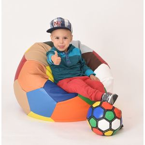 Fotoliu pentru copii 3-10 ani minge telstar junior redblue umplut cu perle polistiren marca Pufrelax imagine