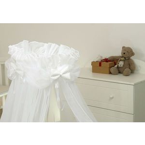 Baldachin din tul pentru patut bebe Sweet Dreams White 160 x 600 cm suport prindere inclus imagine