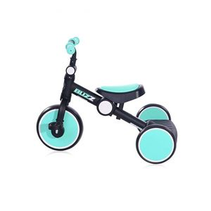 Tricicleta pentru copii Buzz complet pliabila black turquoise cu roti mari din cauciuc Eva, sezut ergonomic si reglabil in inaltime in 2 pozitii de la 2 ani pana la 20 kg imagine