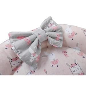 Baby nest din cocos Dancing Bunny grey - pink imagine