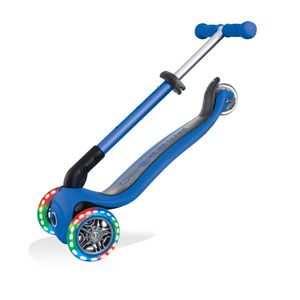 Trotineta Globber Junior albastra cu 3 roti LED, pliabila, ghidon reglabil, platforma antiderapanta, greutate suportata 50 kg, varsta 2 ani+ imagine