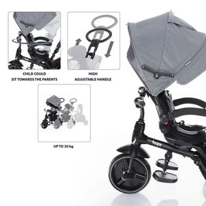 Tricicleta 6 moduri de utilizare Citi Trike Foggy Grey Zopa cu suport picioare, control al directiei, scaun reversibil, rotire 360 grade de la 10 luni pana la 30 kg imagine