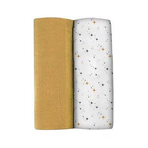 Set 2 museline Beaba bumbac 120x120 cm Honey YellowStarry Night imagine