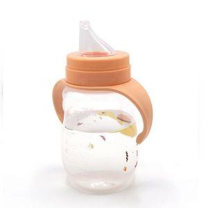 Cana cu manere si cioc de silicon BabyJem 250ml Turtle Portocaliu imagine