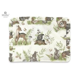 Perna clasica de dormit cu volanas cu husa detasabila cu fermoar din bumbac pentru patut carucior balansoar 30x40 cm Calm Forest Natural MimiNu imagine