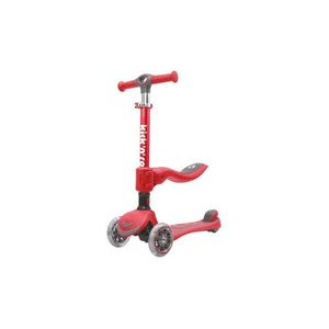 Trotineta KicknRoll 2 in 1 red cu 3 roti LED, transformabila, pliabila, ghidon reglabil, scaun reglabil si detasabil, greutate suportata 50 kg imagine