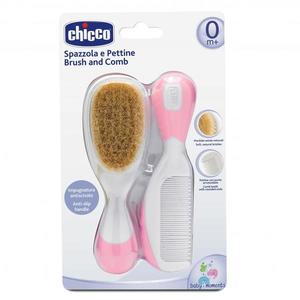 Set pieptan si perie Chicco par natural roz imagine