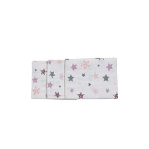 Set 3 scutece din finet 80x80 cm Nichiduta Pink and Grey Stars imagine