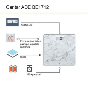 Cantar corporal electronic ADE BE1711 Aurora Model Marmura ecran LCD alb imagine