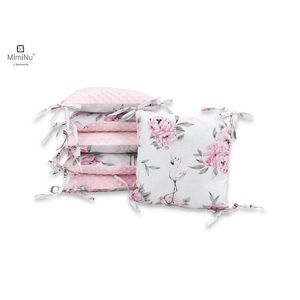 Aparatoare cu 6 pernute modulare cu fermoar pentru patut 120X60 cm Minky Peonie Pink MimiNu imagine