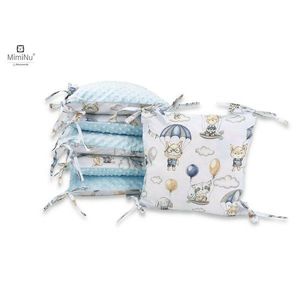 Aparatoare cu 6 pernute modulare cu fermoar pentru patut 120X60 cm Minky Parachutes Blue MimiNu imagine