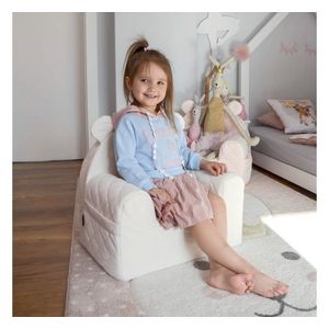 Fotoliu pentru copii cu spata Babysteps catifea Velvet Ursulet Teddy Beige imagine