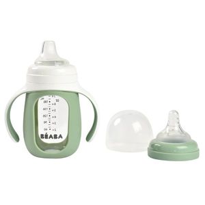 Biberon de invatare 2 in 1 din sticla Beaba 210 ml Sage Green imagine