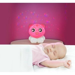 Lampa de veghe si proiector Playgro cu 30 de minute de proiectii portabila pink white imagine