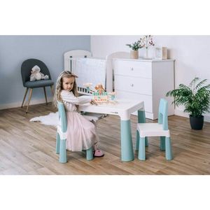 Set masuta si doua scaune pentru copii FreeON Neo cu doua sertare verde imagine