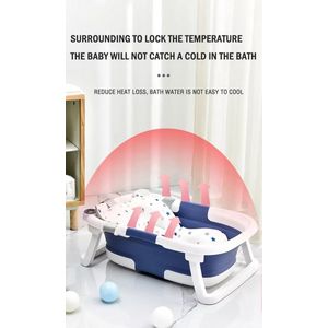 Cadita pliabila Little Mom pentru copii, cu hamac si Display digital temperatura incorporat, Dop pentru evacuarea apei, blue imagine