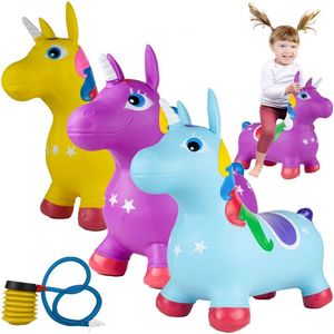 Unicorn din cauciuc gonflabil, pentru interiorexterior, cu pompa inclusa, material rezistent si durabil 59 x 50 x 24 cm Mov imagine