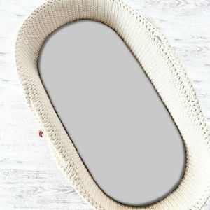 Cearceaf cu elastic Qmini pentru landou carucior si cosulet 80x35 cm din bumbac Gray imagine