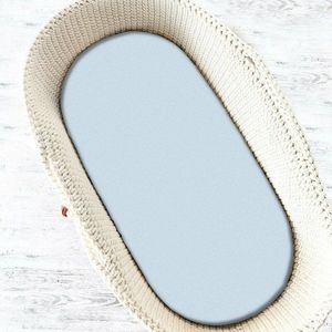 Cearceaf cu elastic Qmini pentru landou carucior si cosulet 80x35 cm din bumbac terry Light Blue imagine