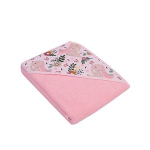 Prosop de baie cu gluga 80x80 cm Pink with Rabbit imagine