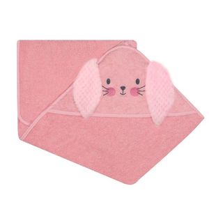 Prosop de baie cu gluga cu urechi din bumbac 80x80 cm Pink Rabbit imagine