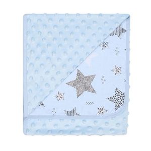 Paturica cu doua fete Minky si bumbac 80x90 cm Blue Stars imagine