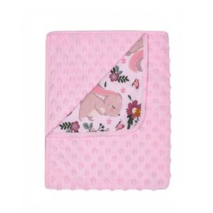 Paturica cu doua fete Minky si bumbac 80x90 cm Pink Rabbit imagine