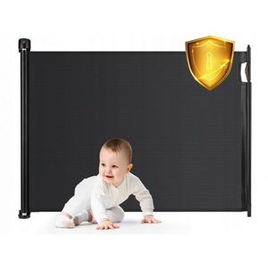 Bariera de protectie extensibila pentru scari si usi 50-140 cm Nukido 718400 negru imagine