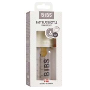 Set complet biberon din sticla anticolici Bibs 110 ml Ivory imagine