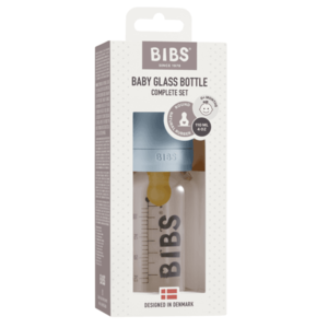 Set complet biberon din sticla anticolici Bibs 110 ml Baby Blue imagine