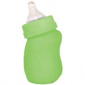 Biberon inclinat din sticla Green Sprouts iPlay cu protectie de silicon 147ml green imagine