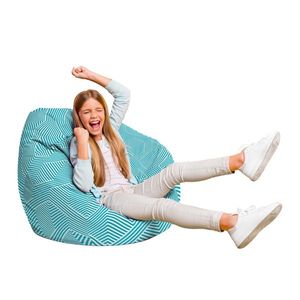 Fotoliu Puf Bean Bag tip Para L motiv alb cu bleu imagine