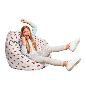 Fotoliu Puf Bean Bag tip Para L alb cu felii de pepene imagine