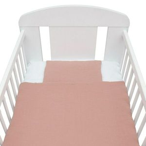 Lenjerie patut 2 piese New Baby din muselina cu perna si pilota 100x70 cm Pink imagine