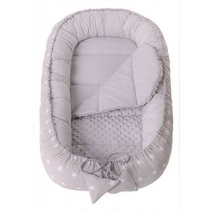 Babynest 2 in 1 Nichiduta din bumbac Minky White Stars on Gray imagine