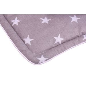 Set 4 in 1 Minky Nichiduta pentru carucior cu salteluta perna 2 protectii centuri si protectie bara Grey Stars imagine