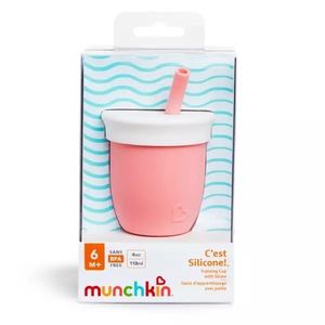 Canuta Cest Silicone Munchkin din silicon cu pai 118ml 6L+ coral imagine