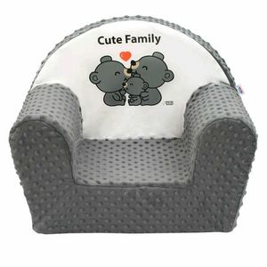 Fotoliu din burete New Baby din tesatura minky Cute Family Gray imagine