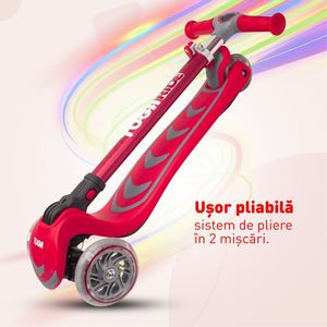 Trotineta copii 4Glow cu lumini LED pliabila reglabila Rosie 3 - 8 ani imagine