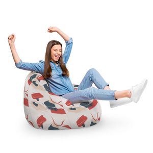 Fotoliu Puf Bean Bag tip Para XL bej cu model rosu si gri imagine