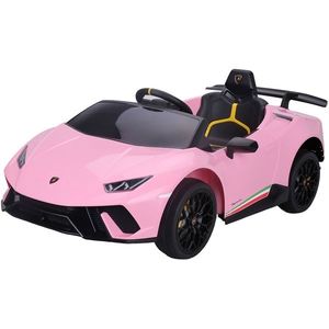 Masinuta electrica Chipolino 50W Lamborghini Huracan pink cu scaun din piele si roti EVA imagine