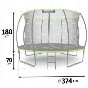 Trambulina de gradina cu plasa interioara 374 cm Neo-Sport NS-12C221 Verde imagine