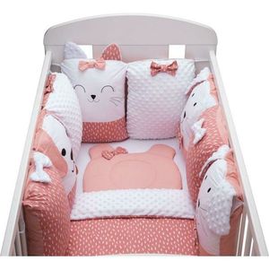 Set lenjerie patut 12 piese 120x60cm Bubaba Sleep Quardian Pink imagine