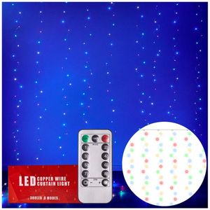 Instalatie tip perdea cu fir din cupru cu telecomanda si 300 LED-uri Multicolore 3x3m imagine