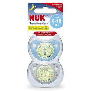 Set 2 suzete Nuk Night-Day din silicon M2 6-18 luni Bleu imagine