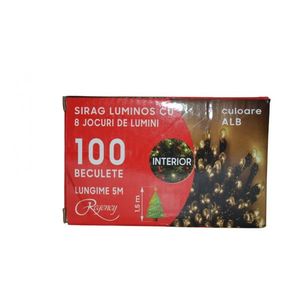 Instalatie de Craciun sirag luminos cu 8 jocuri de lumini 100 de beculete albe 5 m imagine