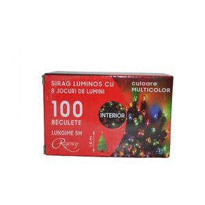 Instalatie de Craciun sirag luminos cu 8 jocuri de lumini 100 de beculete multicolore 5 m imagine