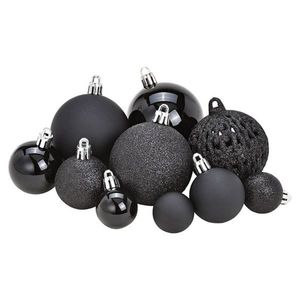 Set 100 globuri negre elegante pentru brad imagine